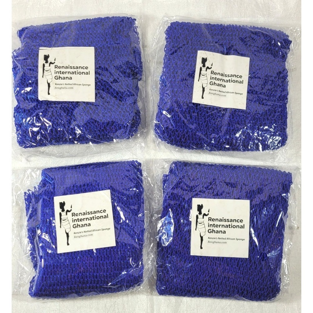 4 Renaissance International Ren Ghana Kenzie's Netted African Sponges - Blue